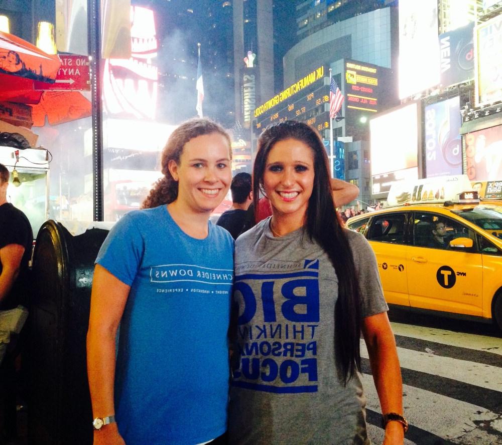 Jennifer Antoon and previous PrimeGlobal Employee Exchange Program participant, Katharina Lange in Times Square, NY